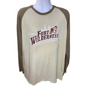 Disney Fort Wilderness 2XL Long Sleeve Raglan Shirt Mickey Mouse Graphic